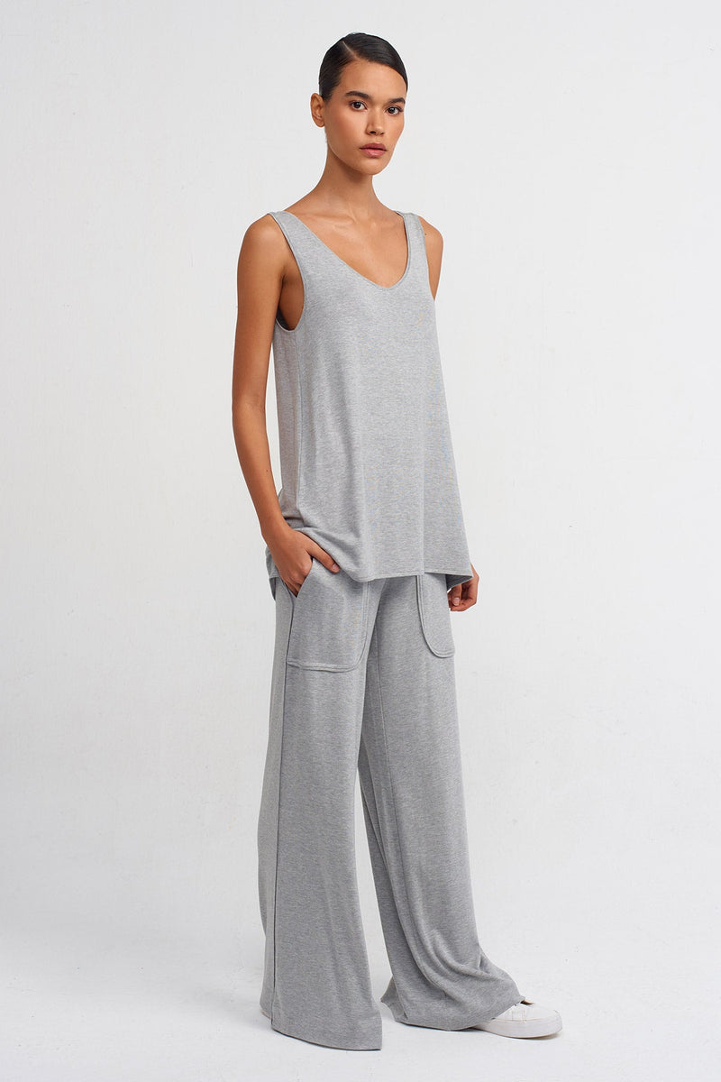 NU Thick-Strapped Lounge Top Grey Melange