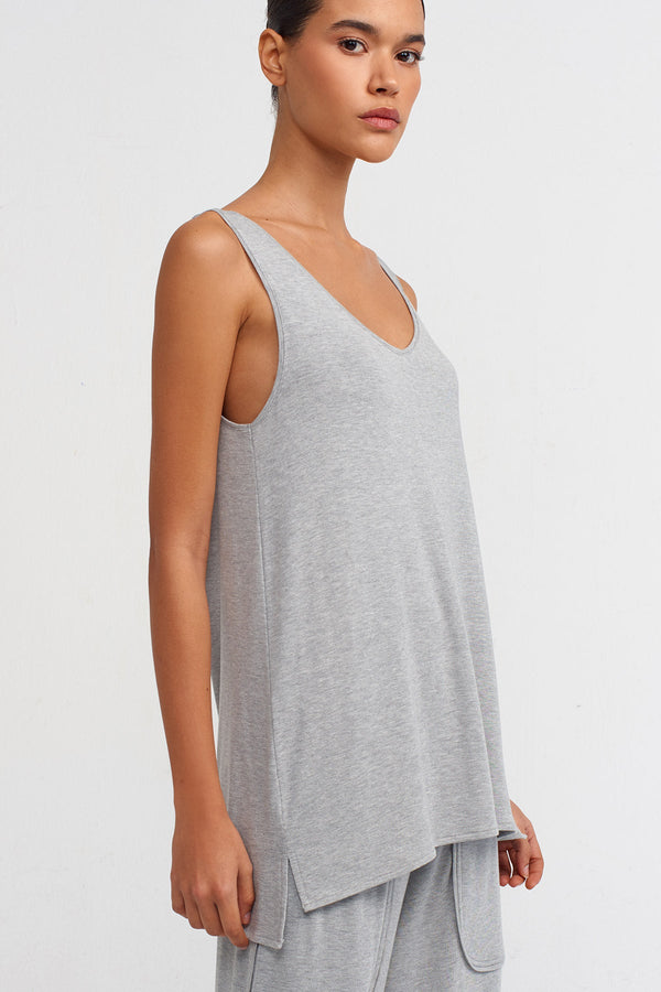 NU Thick-Strapped Lounge Top Grey Melange