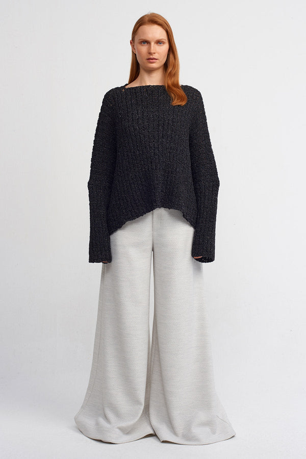 NU Boat Neck Knit Sweater Black