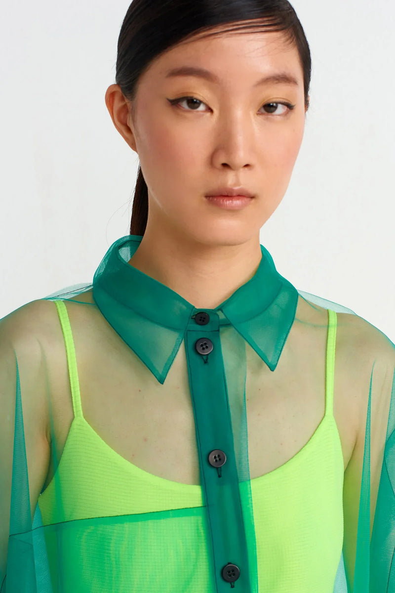 NU Long Tulle Shirt Dark Green