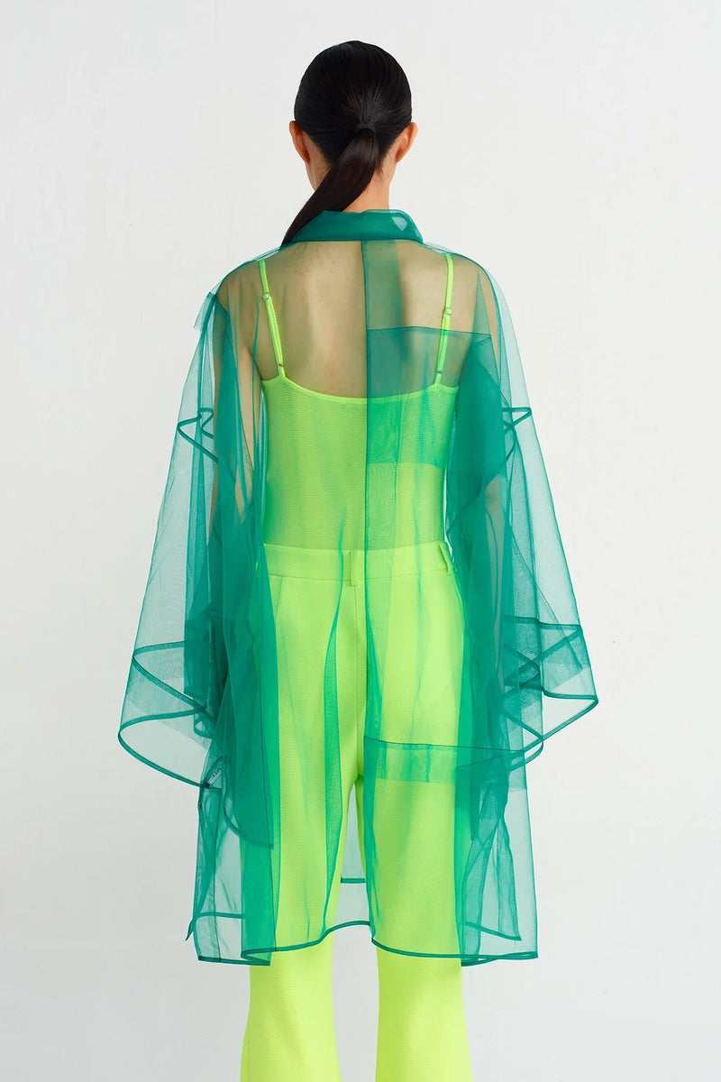 NU Long Tulle Shirt Dark Green