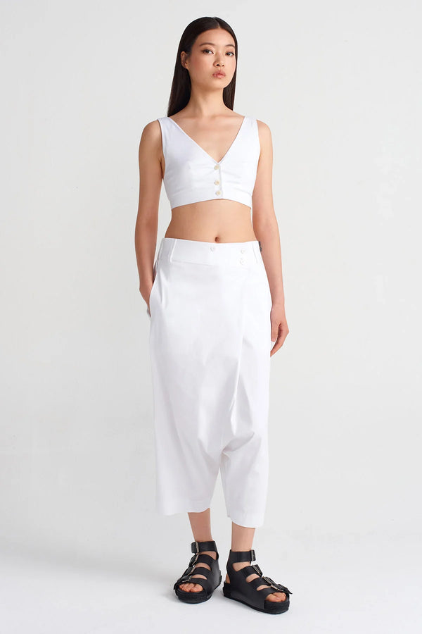 NU Wrap Midi Harem Pants Off White
