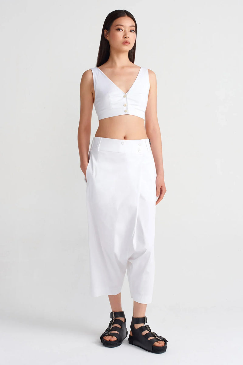 NU Wrap Midi Harem Pants Off White