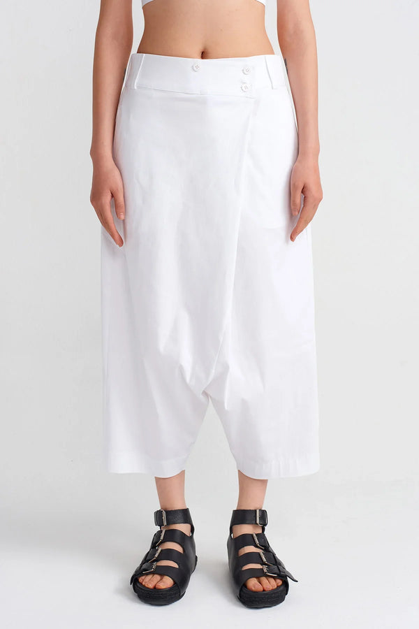 NU Wrap Midi Harem Pants Off White