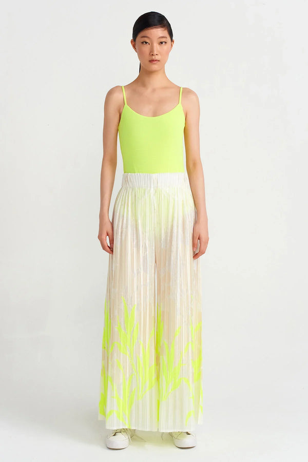 NU Jacquard Patterned Pleat Trousers Green