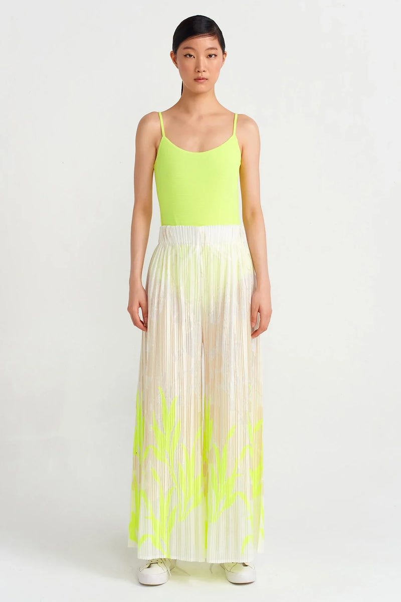 NU Jacquard Patterned Pleat Trousers Green