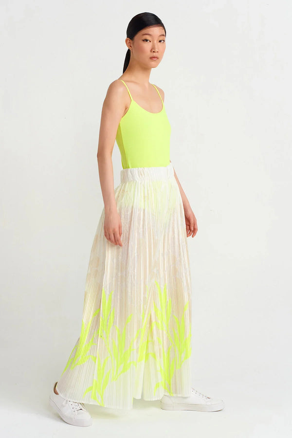 NU Jacquard Patterned Pleat Trousers Green