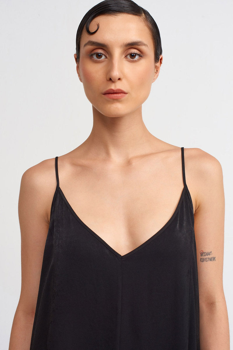 NU Velvet-Look Satin Jumpsuit Black