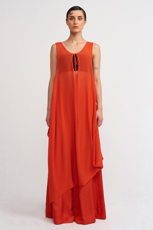 NU Chiffon Asymmetric Tunic Dress Red