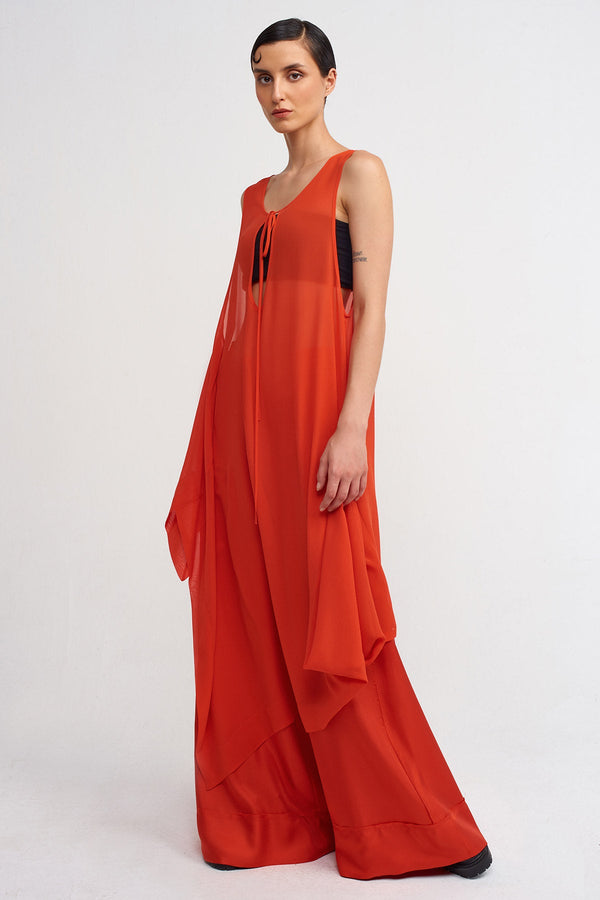 NU Chiffon Asymmetric Tunic Dress Red