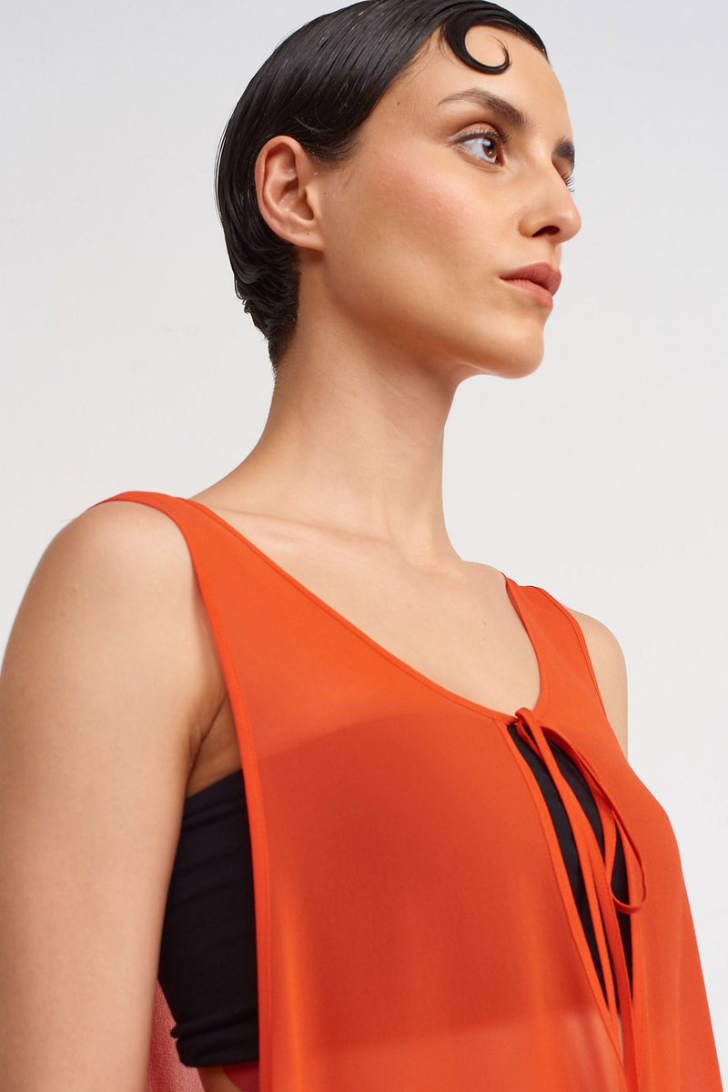 NU Chiffon Asymmetric Tunic Dress Red