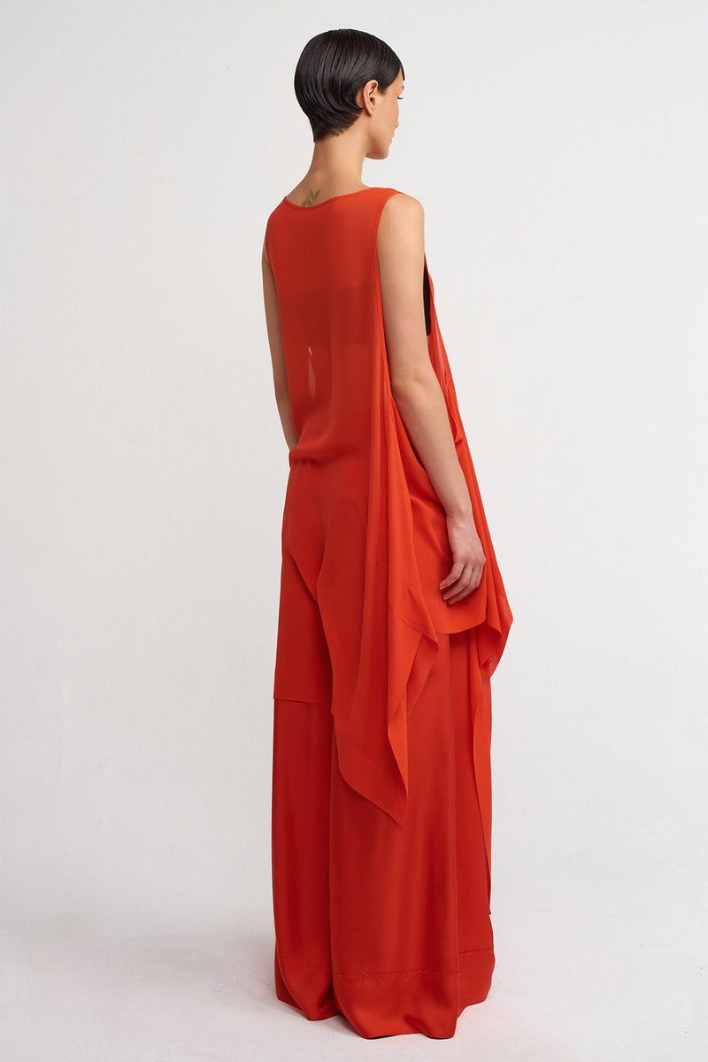 NU Chiffon Asymmetric Tunic Dress Red