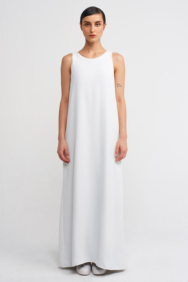 NU Backless High-Slit Long Dress Off White/Black