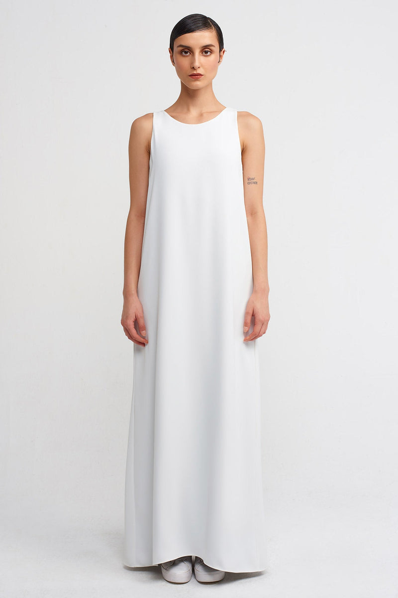 NU Backless High-Slit Long Dress Off White/Black