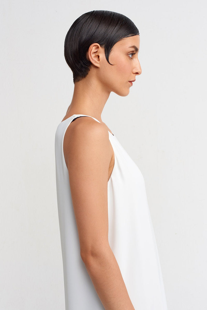 NU Backless High-Slit Long Dress Off White/Black