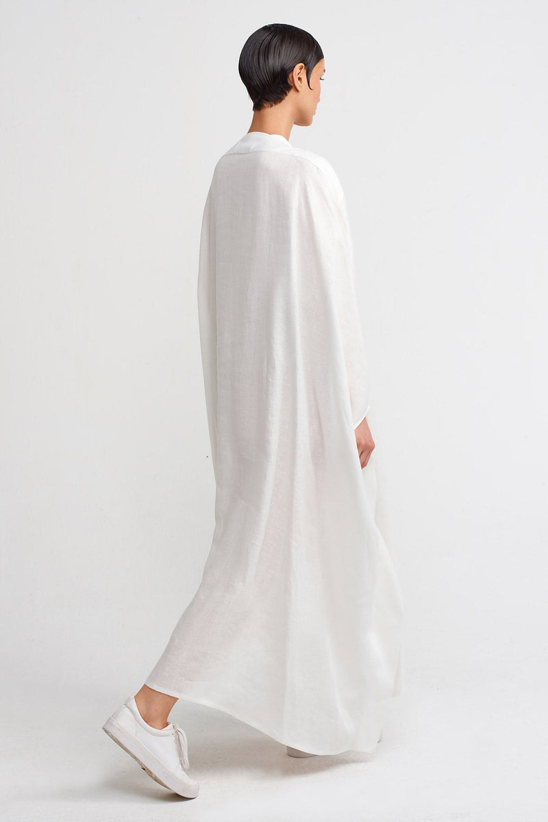 NU Macramé Detail Front, Long Dress Off White