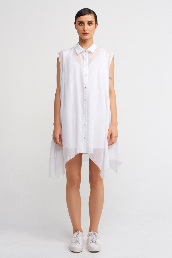 NU Asymmetric Shirt Dress Off White
