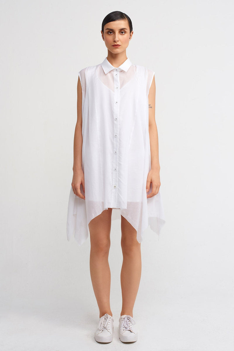 NU Asymmetric Shirt Dress Off White