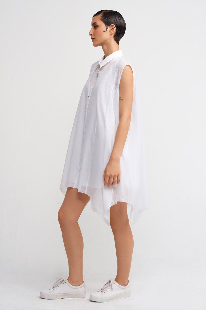 NU Asymmetric Shirt Dress Off White