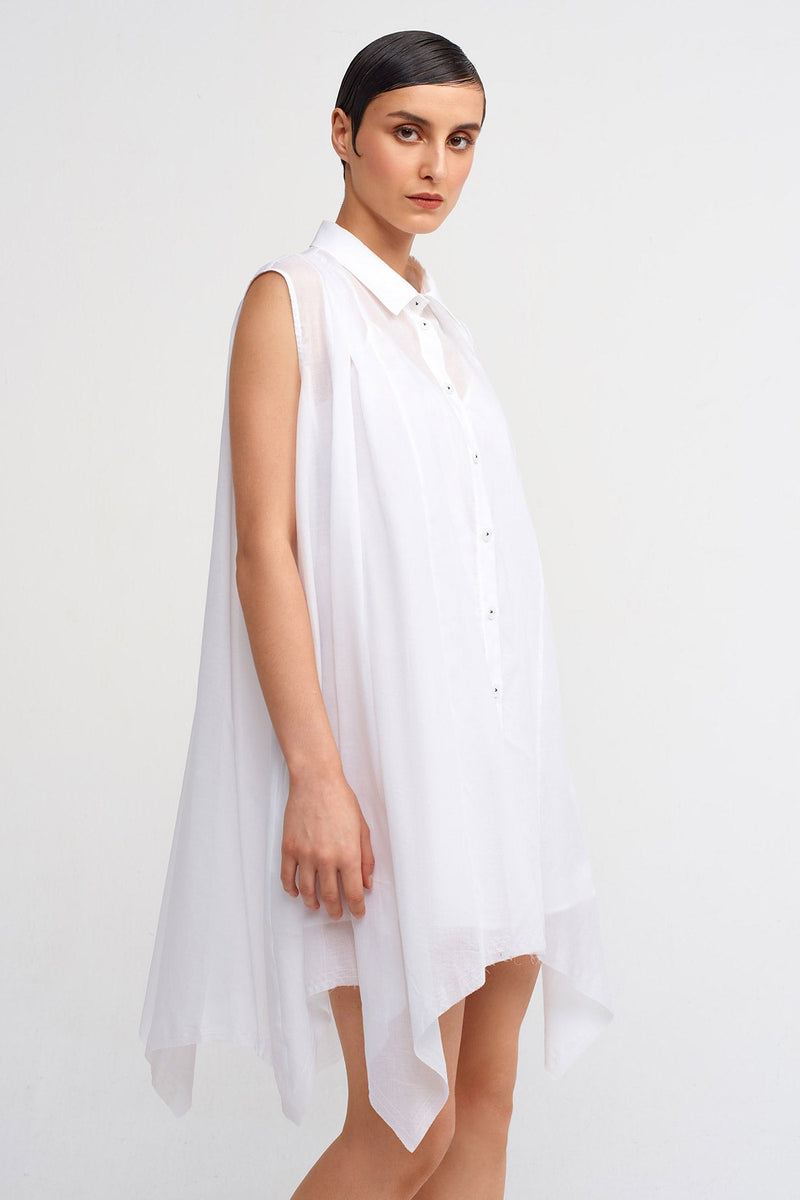 NU Asymmetric Shirt Dress Off White