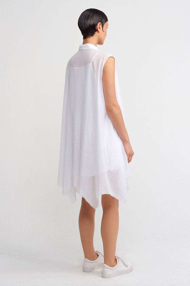NU Asymmetric Shirt Dress Off White