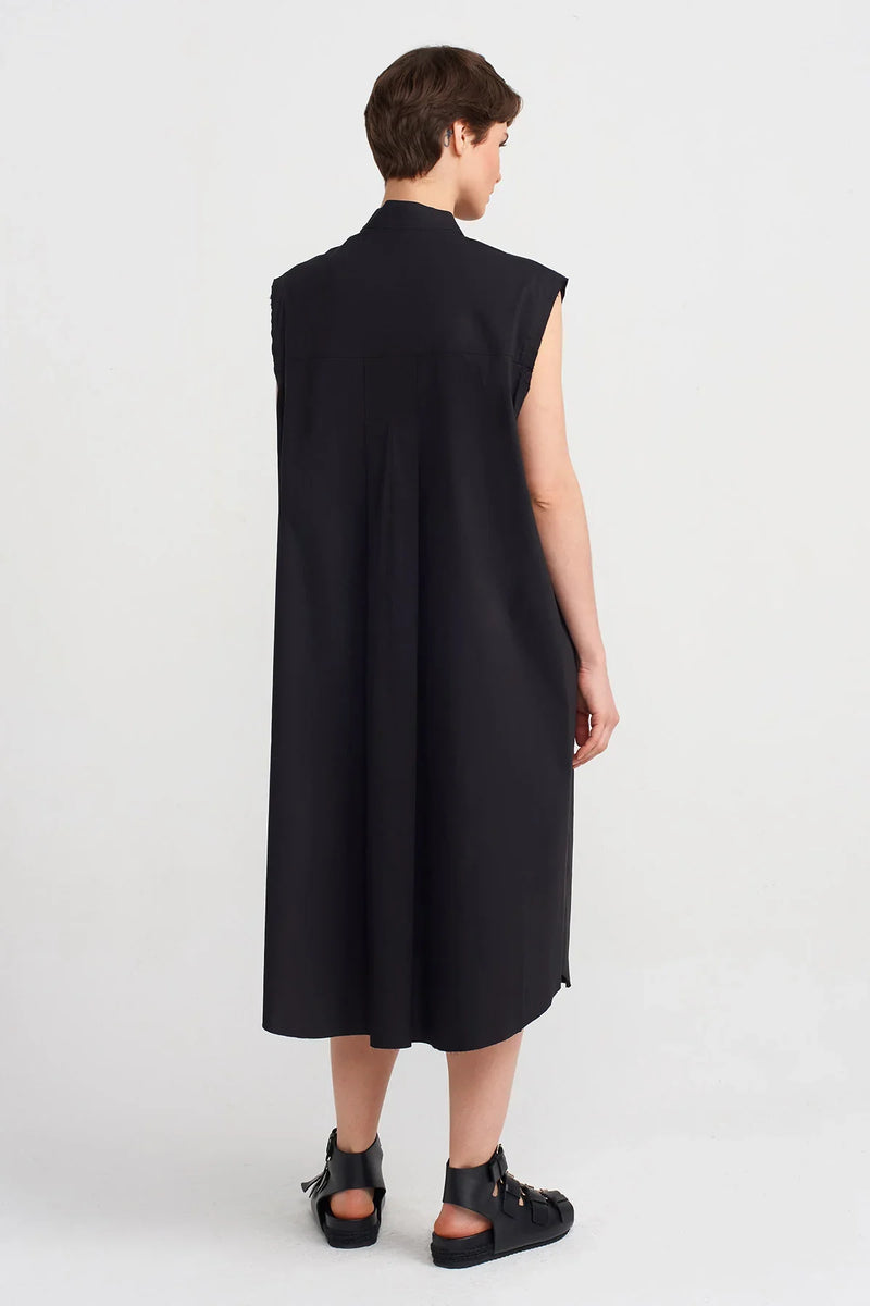 NU Mock Neck Sleeveless Midi Dress Black
