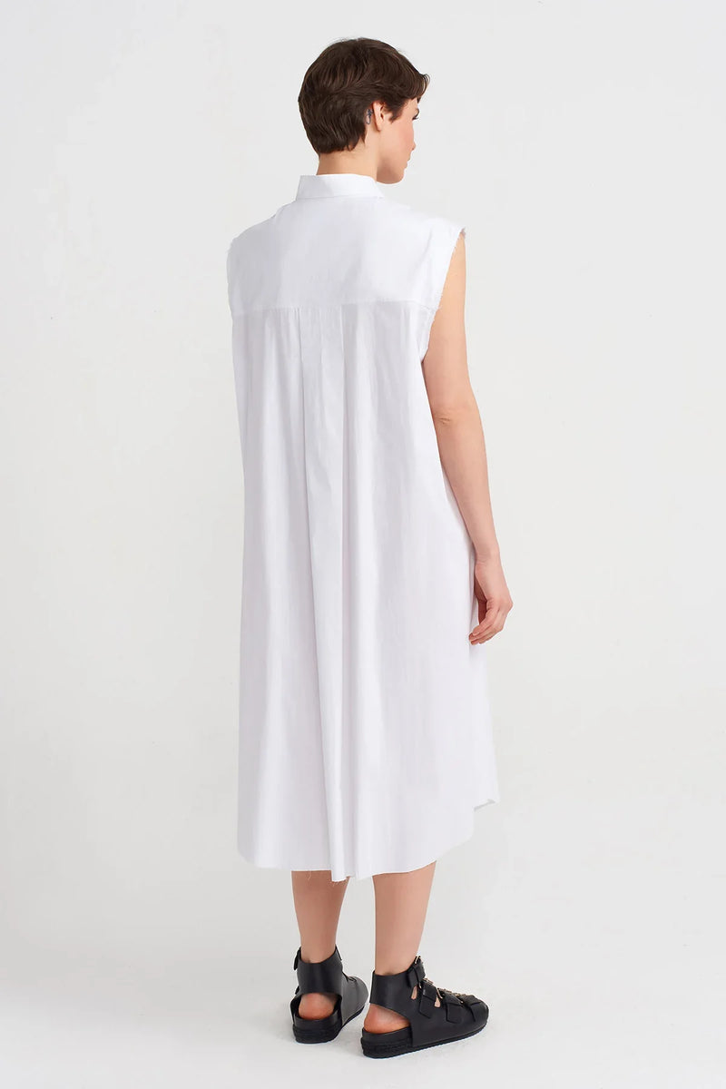 NU Mock Neck Sleeveless Midi Dress Off White