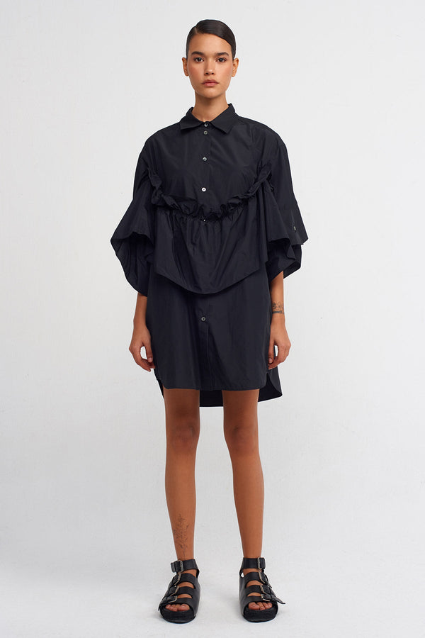 NU Taffeta Shirt Dress Black