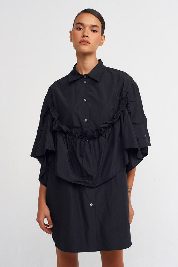 NU Taffeta Shirt Dress Black