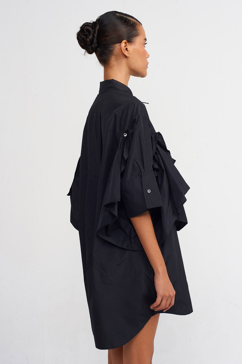 NU Taffeta Shirt Dress Black