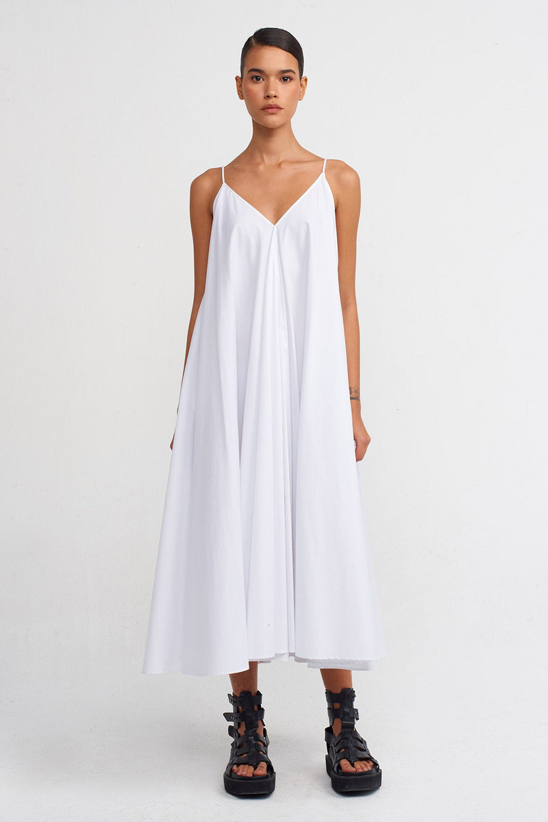 NU Strappy Poplin Dress Off White