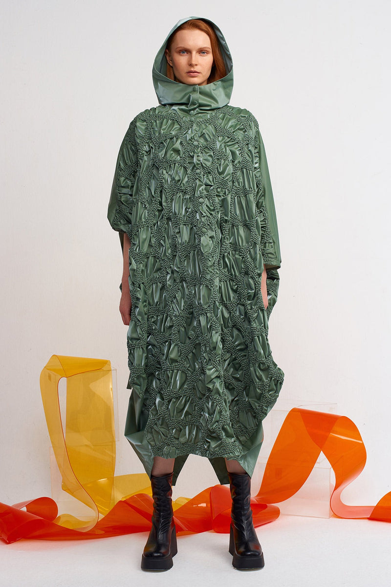 NU Beaded Hooded Dress Green