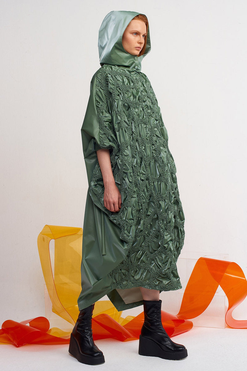 NU Beaded Hooded Dress Green