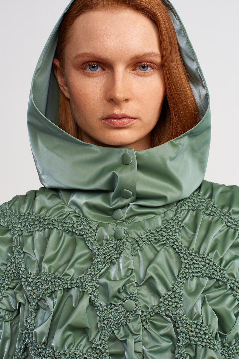 NU Beaded Hooded Dress Green