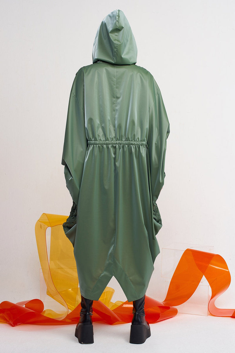 NU Beaded Hooded Dress Green
