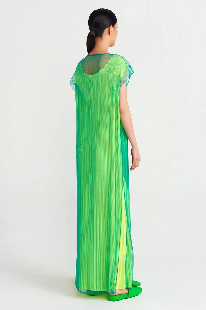 NU Lined Pleated Tulle Dress Green