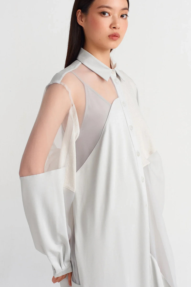 NU Fabric Block Shirt Dress Ice