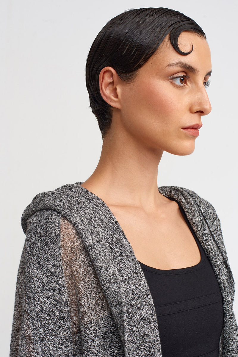 NU Hooded Knit Cardigan Grey
