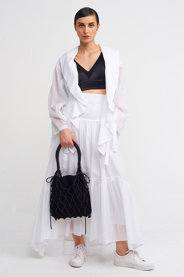 NU Short Chiffon Jacket With Elastic Detail Off White