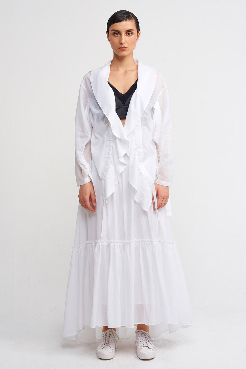NU Short Chiffon Jacket With Elastic Detail Off White