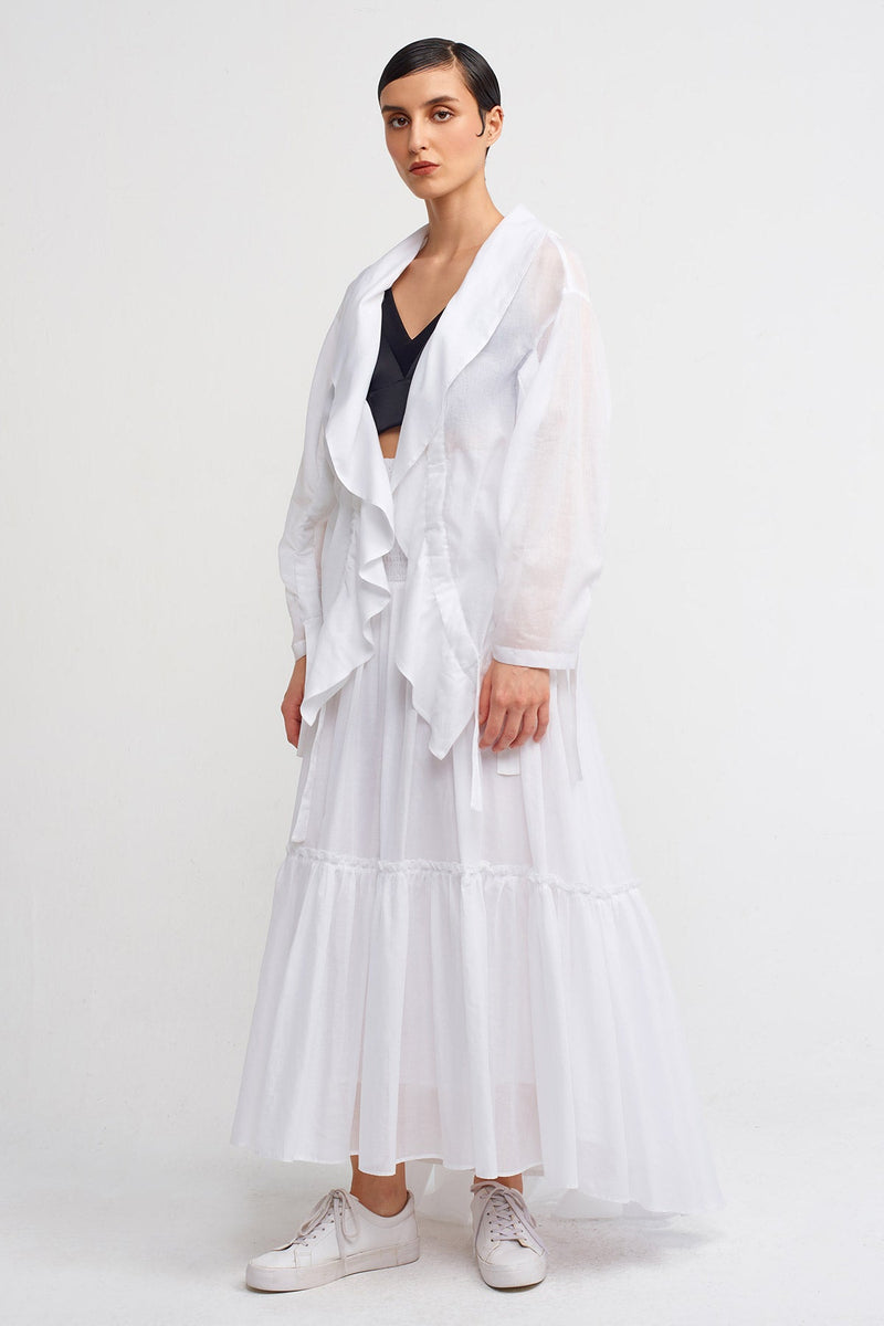 NU Short Chiffon Jacket With Elastic Detail Off White