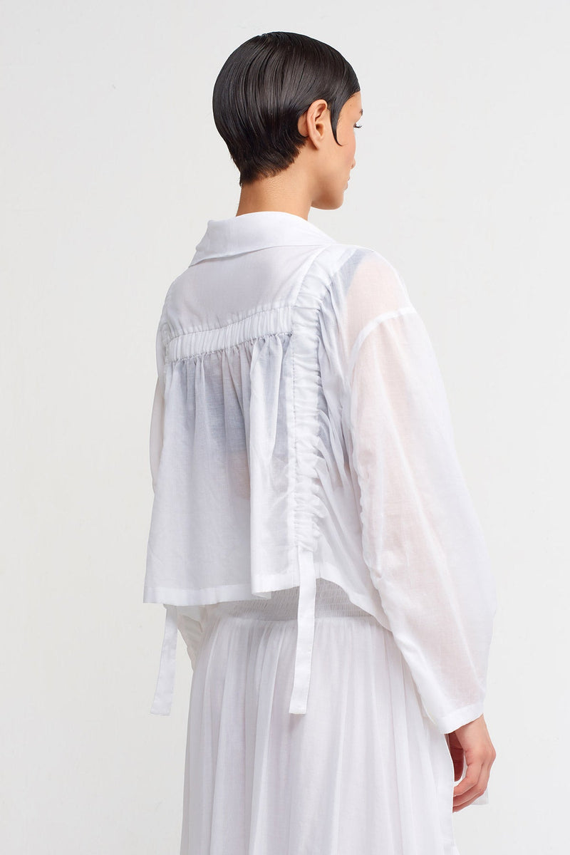 NU Short Chiffon Jacket With Elastic Detail Off White