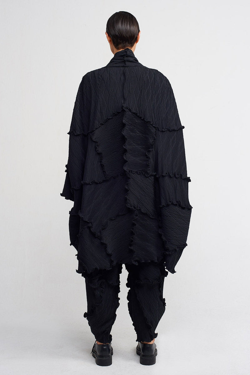 NU Sewing Detailed Pleat Kimono Black