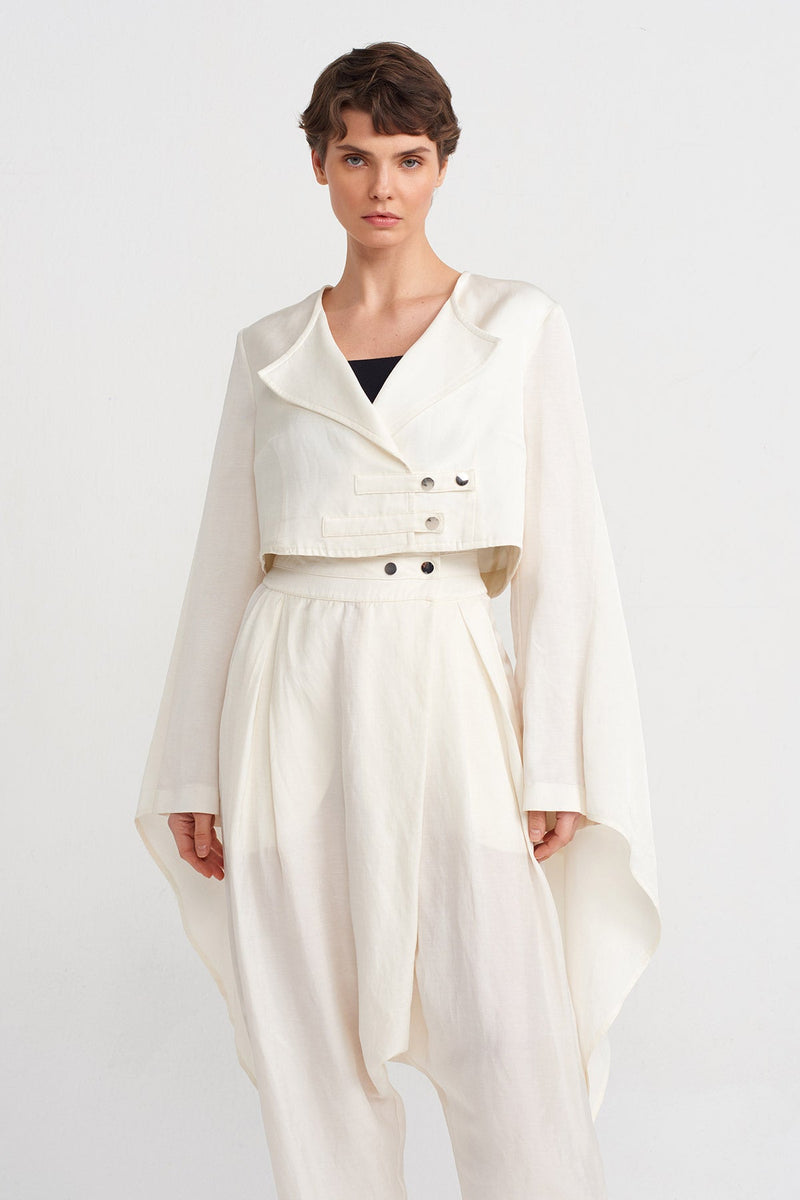 NU Cape Sleeve Crop Jacket Ecru