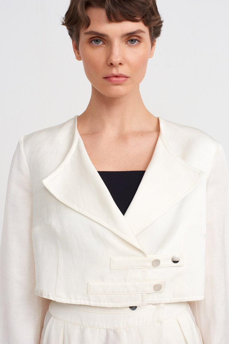 NU Cape Sleeve Crop Jacket Ecru