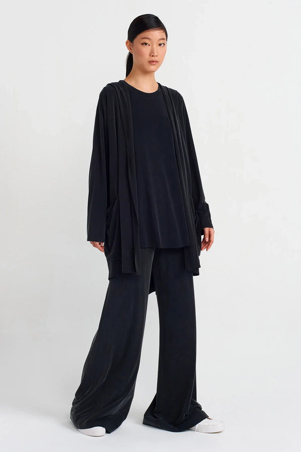 NU Hooded Basic Cardigan Black