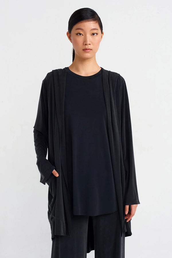 NU Hooded Basic Cardigan Black