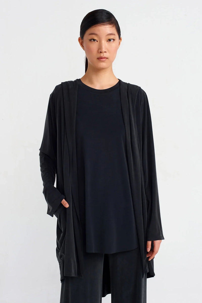NU Hooded Basic Cardigan Black