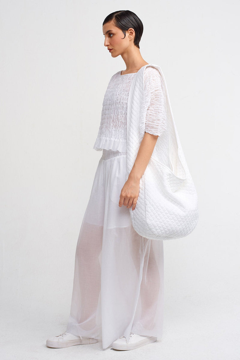 NU Quilted Shoulder Bag Off White