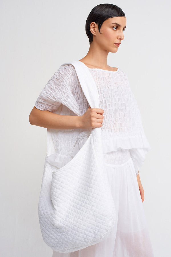 NU Quilted Shoulder Bag Off White